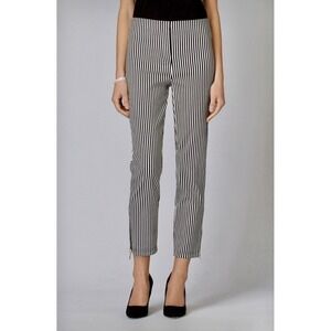 Joseph Ribkoff Striped Pull On Zipper Bottom Stretch Ankle Pants Women's Size 4